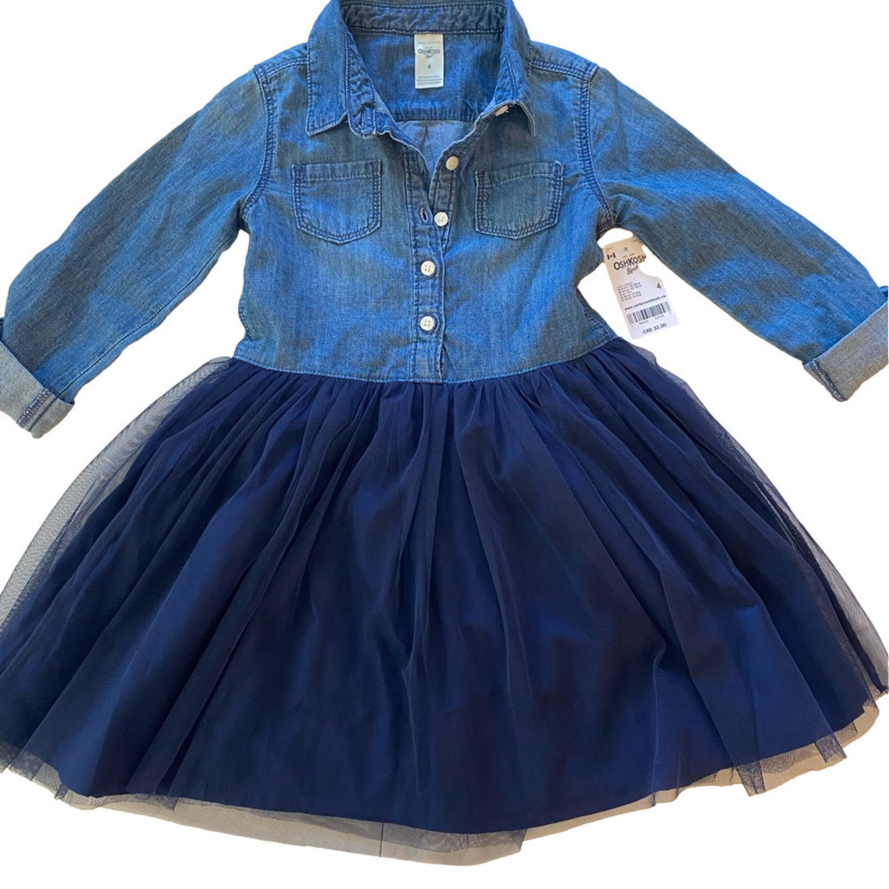 oshkosh bgosh Denim Shirt Dress: Mixed Tulle Remix NWT sz 4T